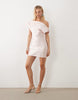 satin one shoulder drape mini dress in pink