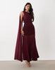 Bardot Alverie mesh sleeveless scarf detail ruched maxi dress in burgundy
