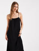 Pieces satin cami maxi dress in black