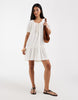 ONLY linen blend dropped hem mini dress in white
