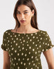 ONLY shirred maxi dress with green polka dot print