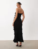 Gina Tricot tiered frill bandeau maxi dress in black