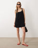 scoop neck shift mini dress in black