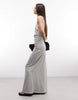 Weekday dropped armhole maxi dress with ruched detail in gray melange