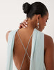 halter maxi dress with scarf detail and ruffle hem in blue