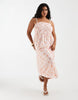 PIECES Curve smocked lace cami maxi dress in pink ditsy floral print