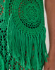 crochet patchwork open stitch maxi dress with fringing in green