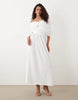 SNDYS bandeau draped shoulder detail dropped waist maxi dress in white