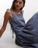 COLLUSION tie side asymmetric maxi dress in blue plaid