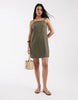 JJXX linen blend mini dress in khaki green