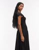crew neck midi dress with popcorn shirred bodice in navy