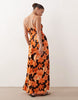 Miss Selfridge Petite spun strappy maxi dress in hibiscus
