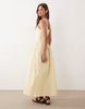 gathered crepe midi dress in buttermilk