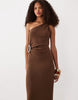 slub raffia hardware dress in chocolate
