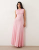 mesh gathered detail maxi dress in baby pink