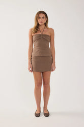 Perfect Stranger Abby Linen Halter Top Taupe