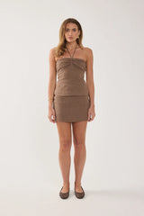 Perfect Stranger Abby Linen Halter Top Taupe