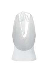 BASE Contour In Her Element Halter Cowl Top White