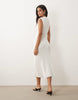 Mango compact knit sleeveless midi dress in white