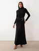 slinky drape maxi dress with trim detail in black