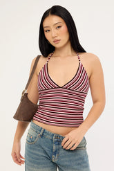 Luck & Trouble Aida Stripe Halter Top Multi Stripe