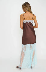 Celine Dress ~ Chocolate Blue Luxe Satin