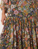 slash neck chiffon godet maxi dress in black based floral