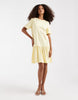 Pieces drop waist short sleeve mini dress in pale yellow