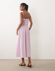 Mango ruched drop waist maxi dress in pastel pink