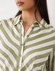 YAS maxi shirt dress in white and oil green stripes
