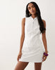 broderie mandarin collar mini dress in white