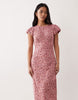 Nobody's Child Willow cap sleeve midi dress in pink delicate floral