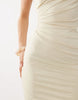 4th & Reckless slinky sleeveless ruched waist detail slash neck maxi dress in cream