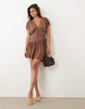 plunge waisted mini dress in chocolate