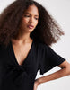Vero Moda Easy Joy short sleeve bow front mini dress in black