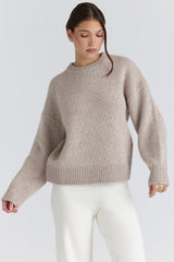 oatmeal wool chunky knit sweater