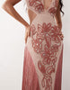 ASOS LUXE embellished beach maxi dress with pink fringe detail