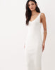 wide rib sleeveless V neck midi dress in neutral