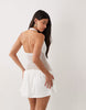 Aria Cove double layered slinky halterneck mesh insert detail mini dress in white