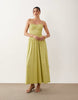 shirred bodice broderie maxi dress in light green