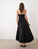 bandeau ruched midi dress in black