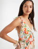 Vero Moda tie shoulder cami midi tiered dress in orange landscape print