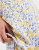 PIECES woven cami maxi dress in blue and yellow lemon print
