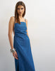 Topshop ruched backless maxi dress in rich blue