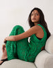crochet patchwork open stitch maxi dress with fringing in green