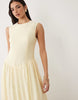 YAS fitted seam detail drop waist sleeveless midi dress in soft yellow