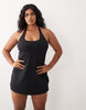 4505 Curve active halter neck tennis dress with under shorts in black
