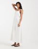 Vero Moda linen blend scallop edge square neck cami midaxi dress in white