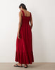 Miss Selfridge seersucker shirred detail maxi dress in cherry red