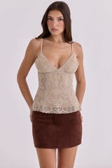 mocha vegan suede mini skirt